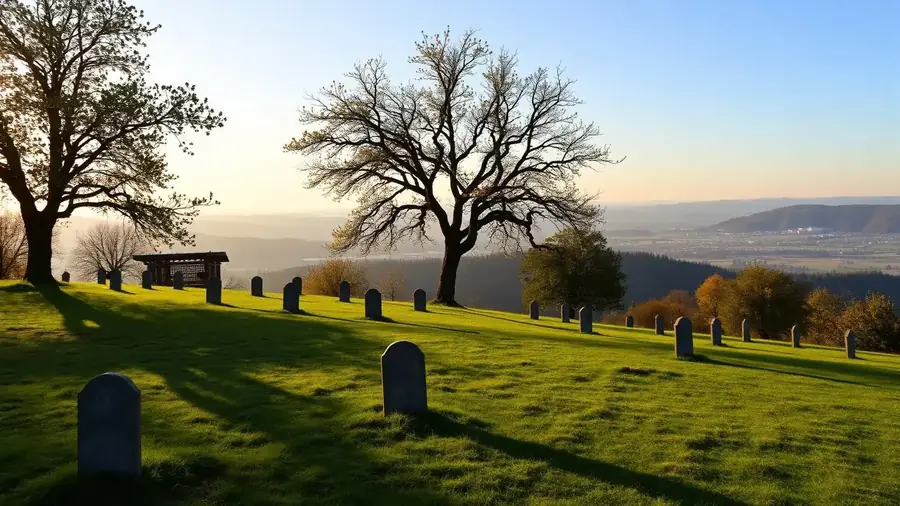 Weite Rasenflächen und Bäume auf einem modernen Friedhof in Zürich